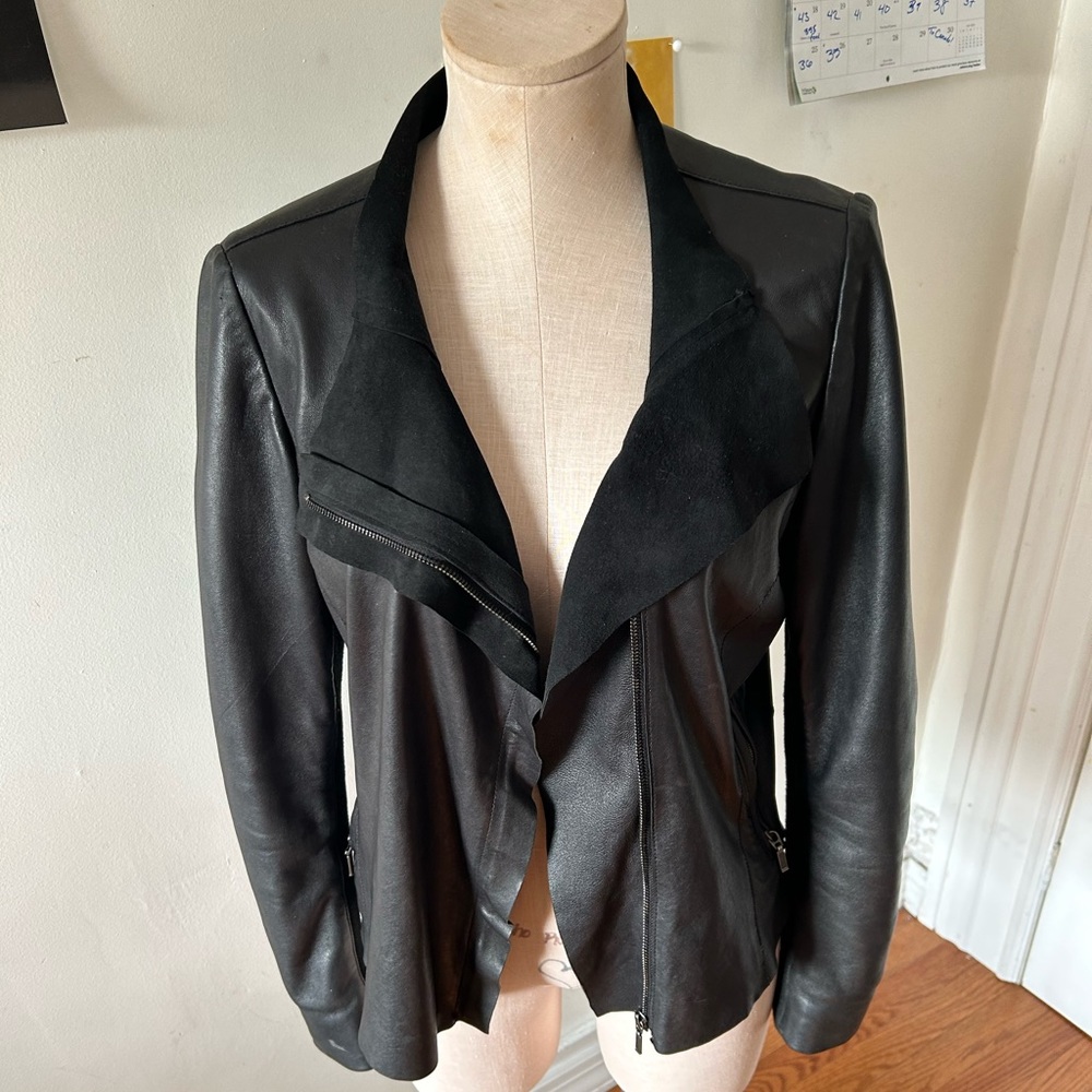 Cigno Nero Italian Cropped Leather Jacket sz 40